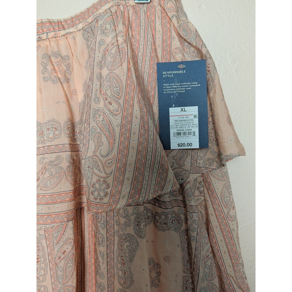 Universal Thread Women's XL Mini Ruffle Skirt Pink Paisley NWT Summer Boho - Picture 3 of 9